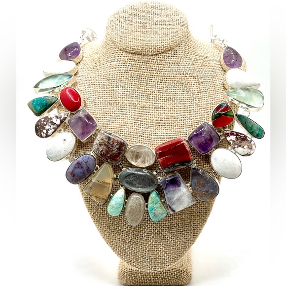 Muti-Gemstone Statement Necklace - Picture 4 of 15